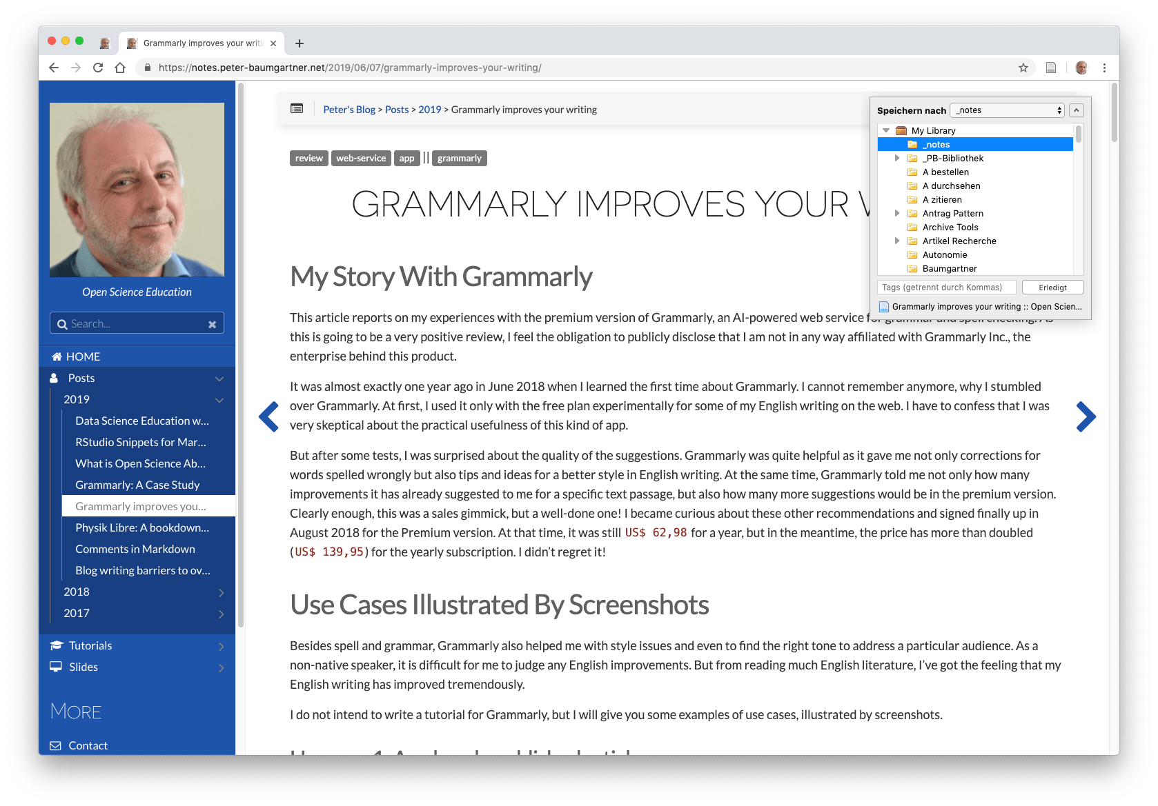 Screenshot shows the menu to download the rudimentary bibliographic information with Zotero